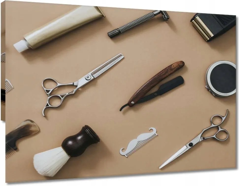 Vászonkép 60x60 Vintage barber felszerelés