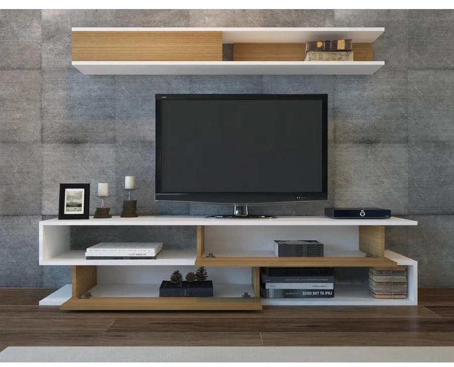 TV szekrény Sims - White, Teak