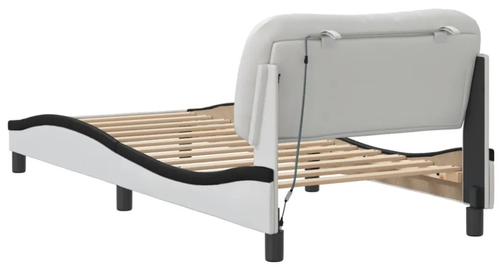 fehér és fekete ágykeret LED-ekkel matrac nélkül Hvar 90x190 cm