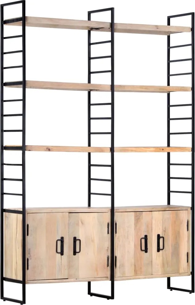 vidaXL 4-szintes tömör mangófa könyvespolc 124 x 30 x 180 cm