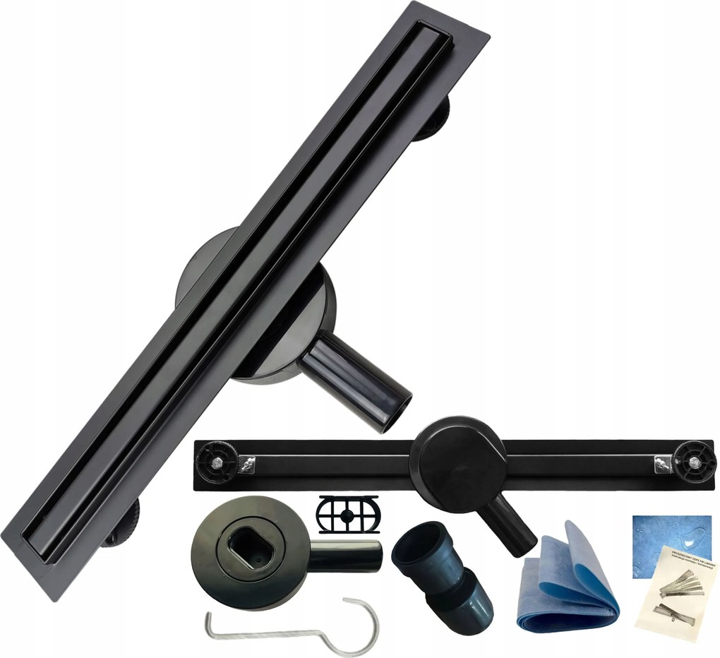 Lineáris lefolyó Keskeny 120 cm Fekete