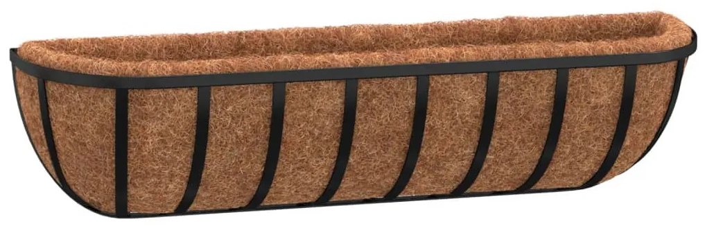 2 db fekete acél fali növénytartó kókusz béléssel 76x21x16 cm