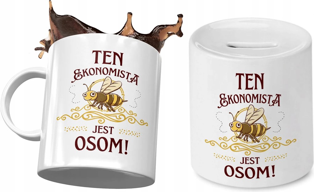 Közgazdászoknak Bögre Ajándék persely szett fényképes nyomtatással