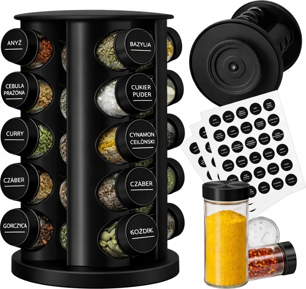 Fűszertartó Állvány 16 Tégely Fűszertartó Matricák