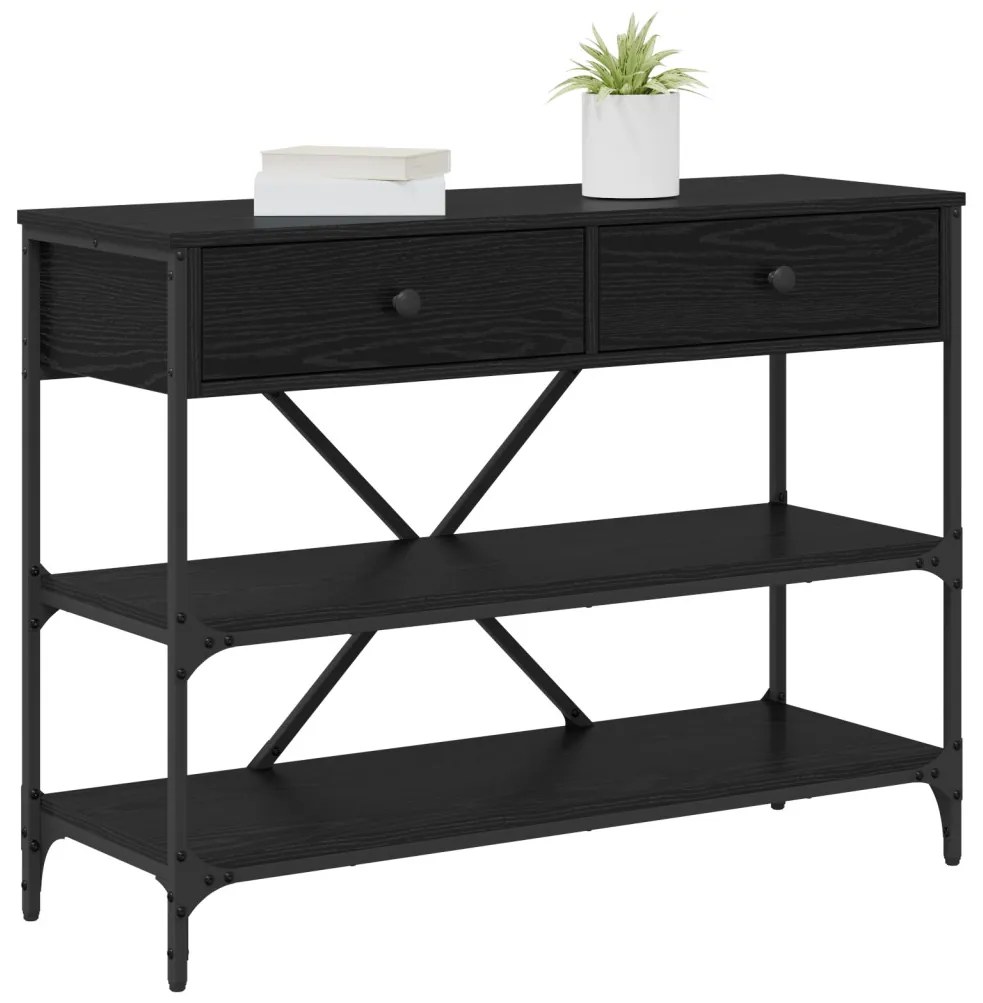 Konzol Asztal Fekete Tölgy 100x34.5x75 cm Mérnöki Fa