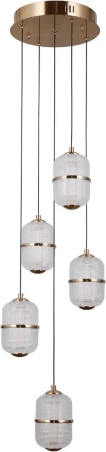 ITALUX PND-34375-5-HBR ALANI Többágú Függesztett Lámpa Átlátszó, Arany LED IP20