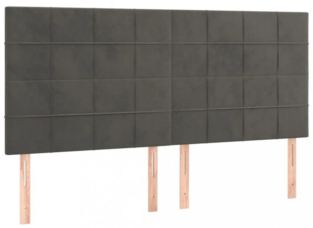 4 db sötétszürke bársony fejtámla 100x5x78/88 cm