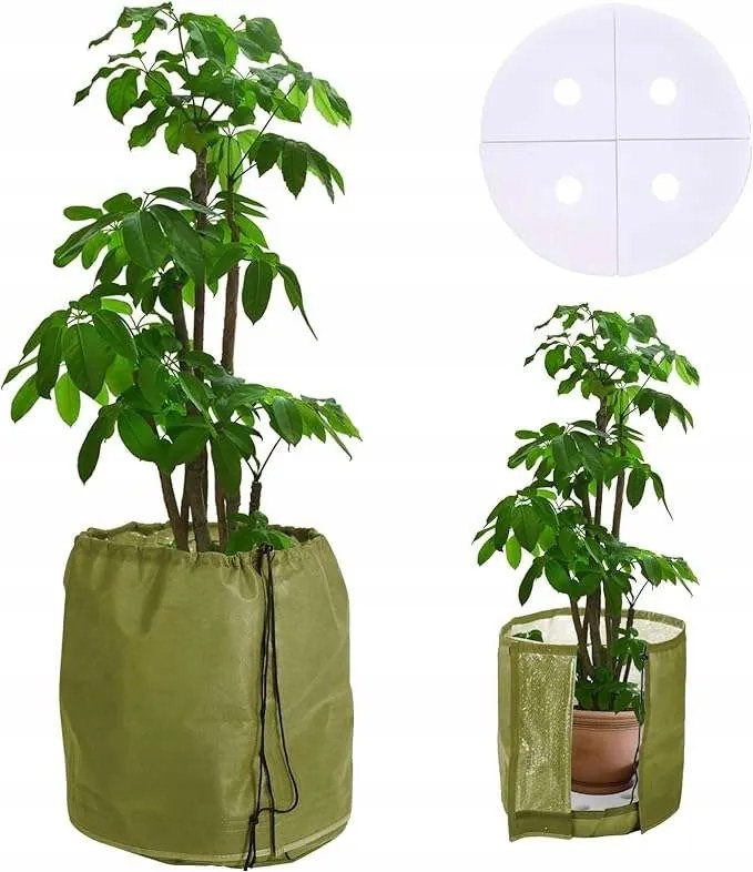 Hővédő huzat növénytartó kaspókhoz téli takaró 45x50cm Zöld