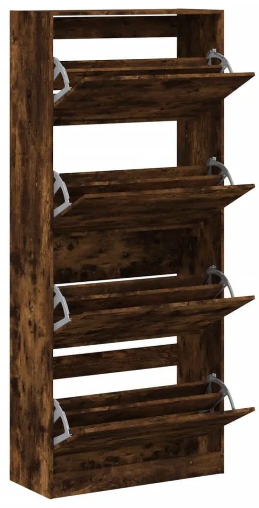 füstös tölgy cipőszekrény 4 kihajtható fiókkal 80x34x187,5 cm