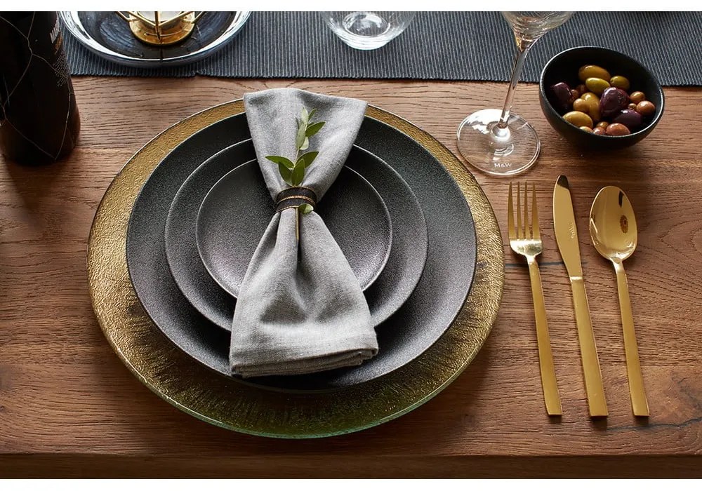 Aranyszínű rozsdamentes acél evőeszköz készlet 16 db-os Diseno – Mikasa