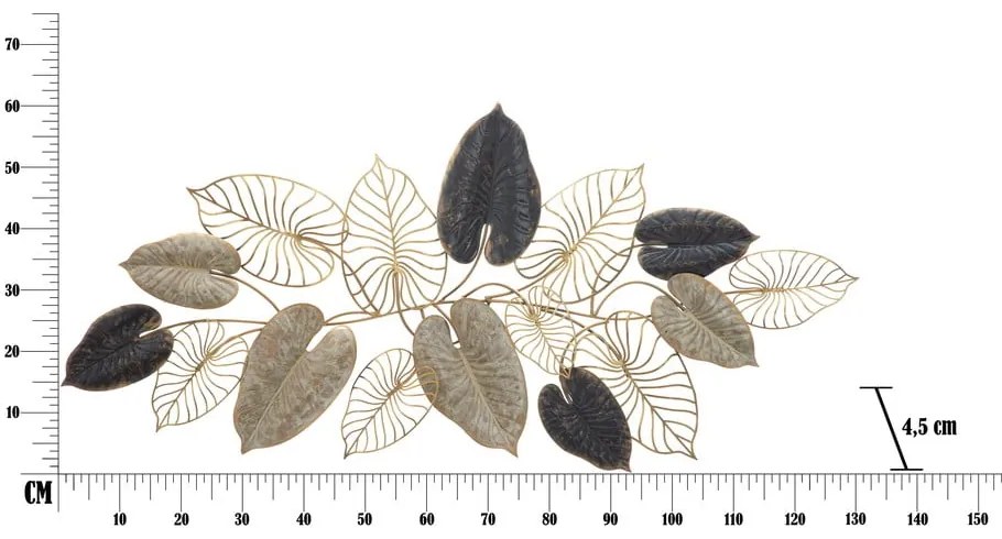 Century -A- levél motívumos fali fémdekoráció, 131 x 61 cm - Mauro Ferretti