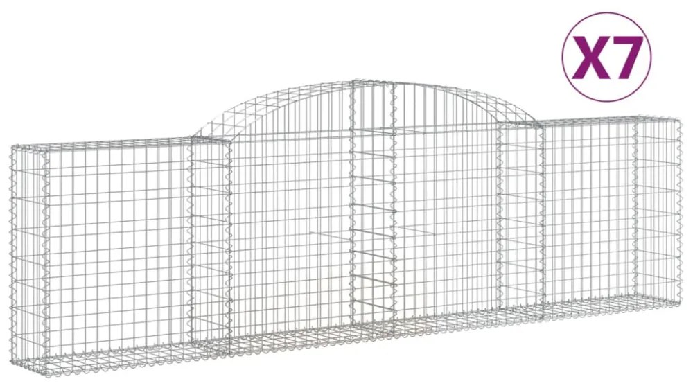 7 db íves horganyzott vas gabion kosár 300x30x80/100 cm