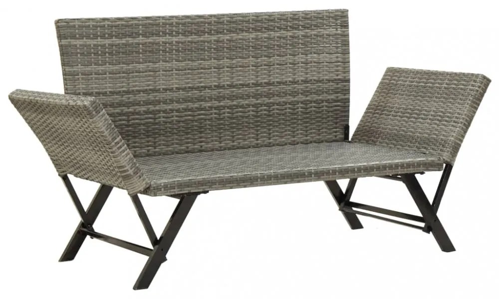 szürke polyrattan kerti pad párnákkal 176 cm