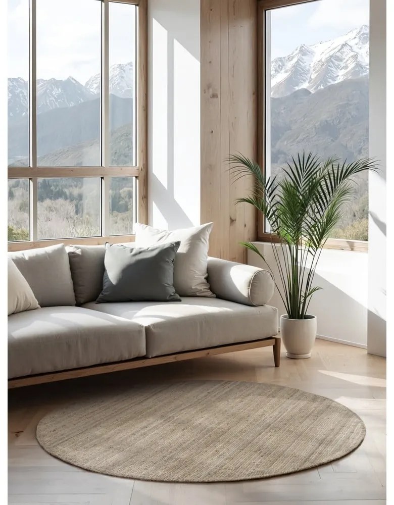 Szürkésbarna juta kerek szőnyeg ø 200 cm Bouclé Jaipur – Hanse Home