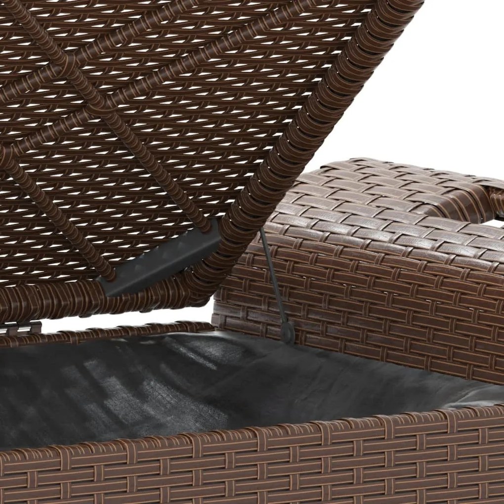 barna polyrattan kerti pad párnával 116 x 46 x 57 cm