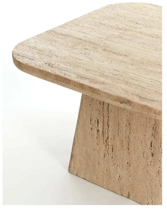 Bézs dohányzóasztal kő asztallappal 60x60 cm Kepami – Light & Living