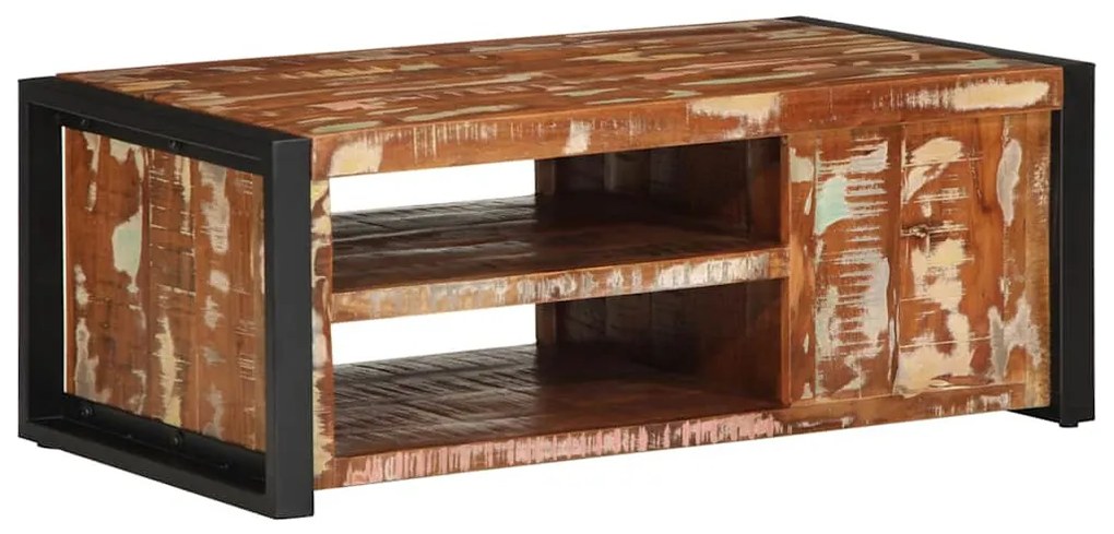 dohányzóasztal többszínű 90x50x36cm tömörfa újrahasznosított fa