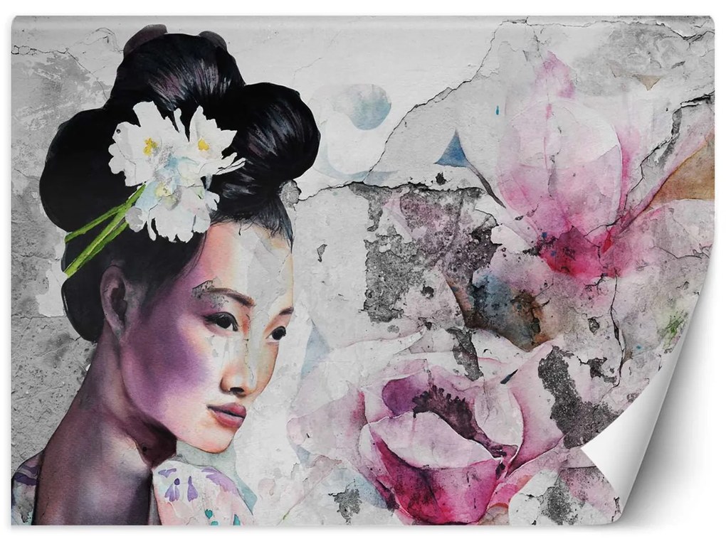 Gario Fotótapéta Egy gésa portréja egy régi falon Anyag: Vlies, Méret: 150 x 105 cm