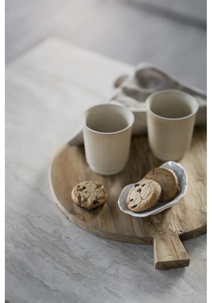 Fehér-natúr színű dohányzóasztal kő asztallappal 140x60 cm Orwel - Rowico