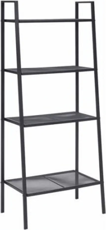 4 polcos fém polcállvány, fekete, ALDEA