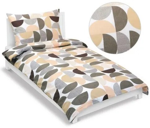 Bellatex Félkör flanel ágyneműhuzat barna, lazac, 140 x 220 cm, 70 x 90 cm, 140 x 220 cm, 70 x 90 cm