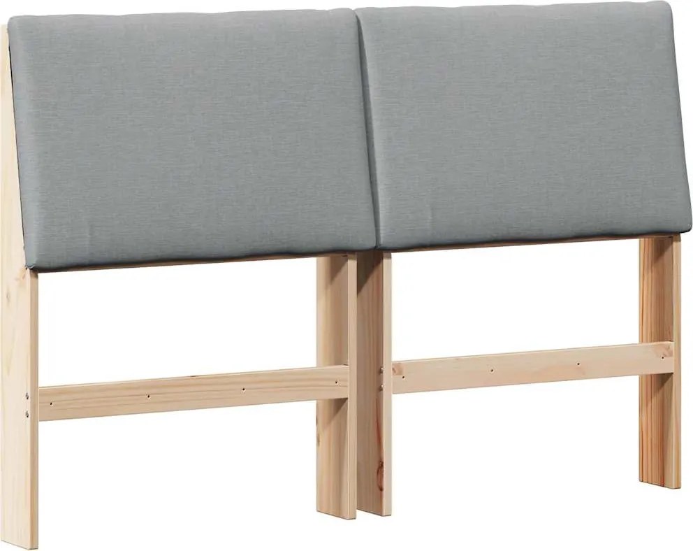 vidaXL Kárpitozott fejtámla Világosszürke 160 cm Tömör fenyőfa