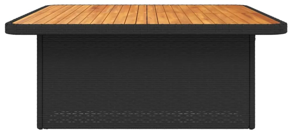 fekete polyrattan és akácfa kerti asztal 110 x 110 x 71 cm