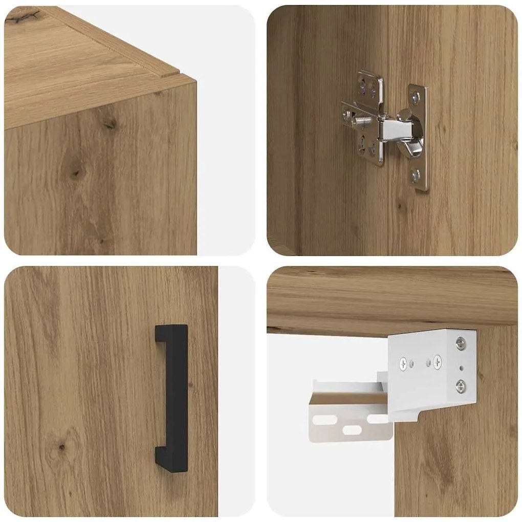 Fali Szekrények 2 pcs kézműves tölgy 69.5 x 34 x 90 cm Faanyag