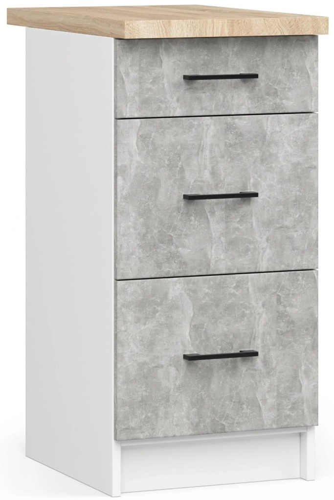 Alsó konyhaszekrény Organo 40 3S (fehér + beton). 1117547