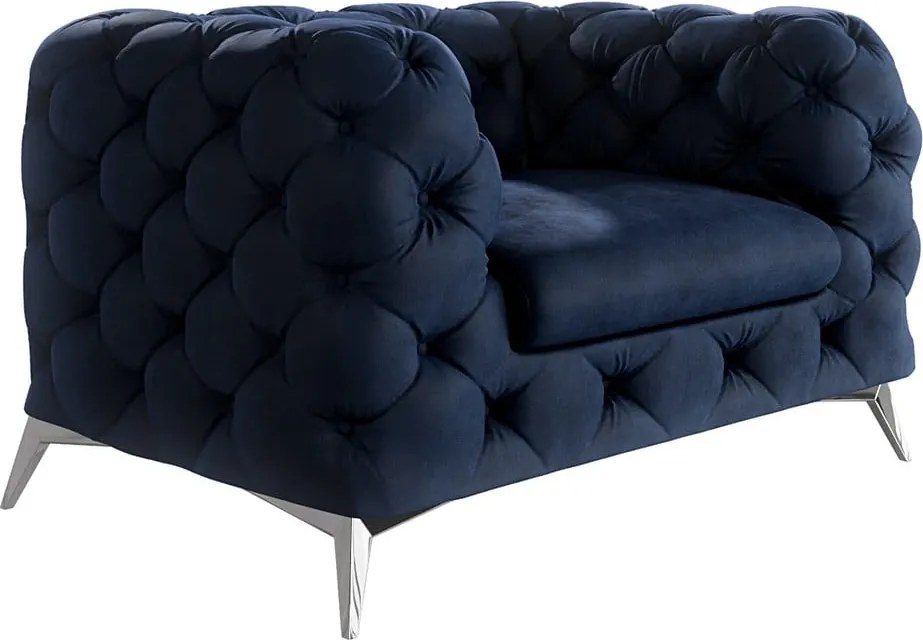 Sötétkék bársony fotel Chelsea – Ropez