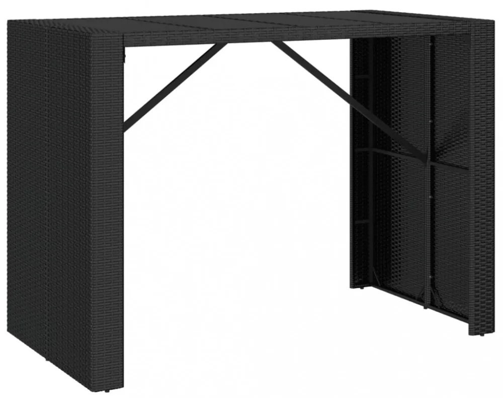 vidaXL 7 részes fekete polyrattan kerti bárszett párnákkal