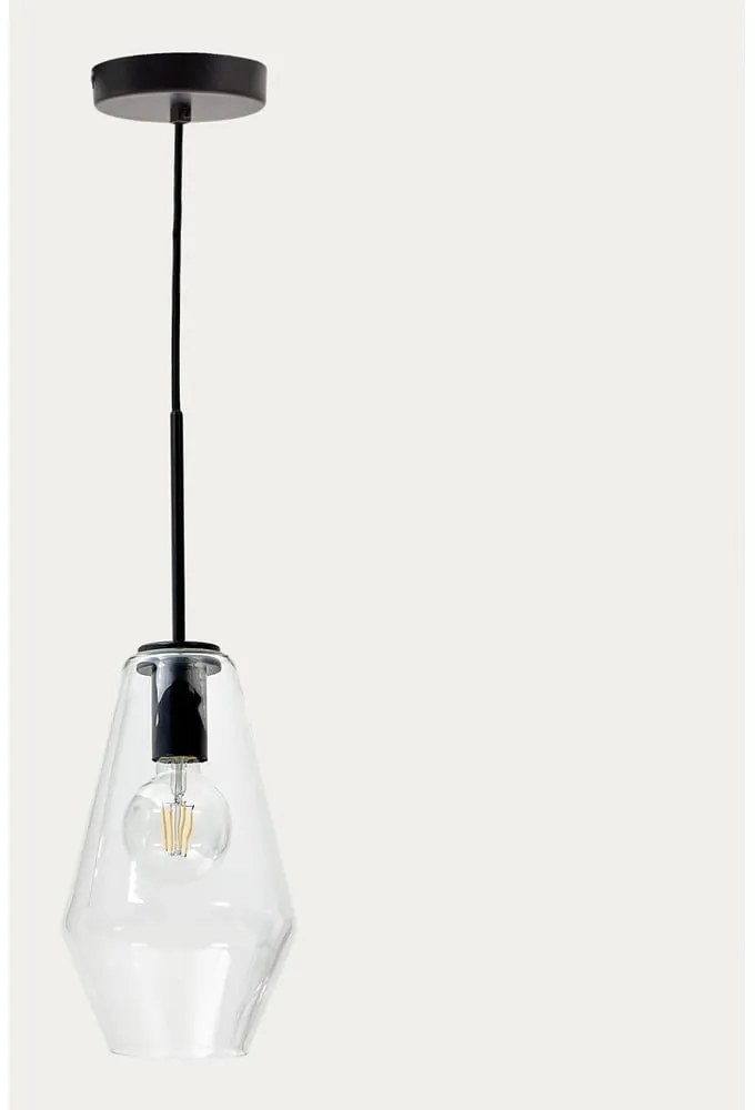 Fekete függőlámpa üveg búrával ø 17 cm Mao – Kave Home