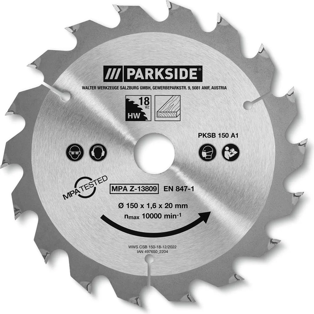 Parkside Fűrésztárcsa kézi körfűrészhez 150 mm 18 fog (15/D-401)