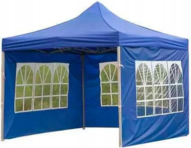 Pavilon Kerti Sátor Kék 3X3 M Vízálló 3 Ablakfal