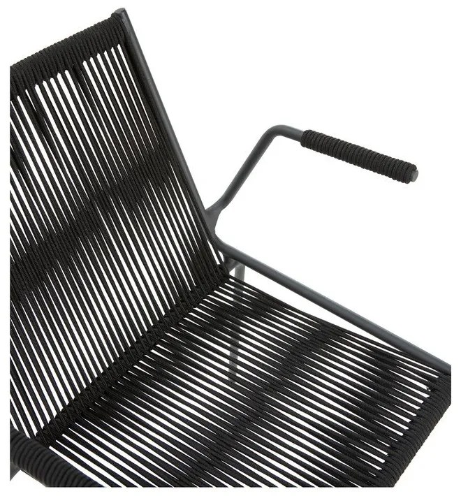 Fekete fém karfás-rakásolható étkezőszék szett 2 db-os Emily – Marckeric