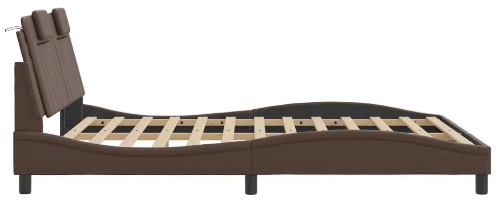 barna ágykeret Viana LED-ekkel matrac nélkül 160 x 200 cm