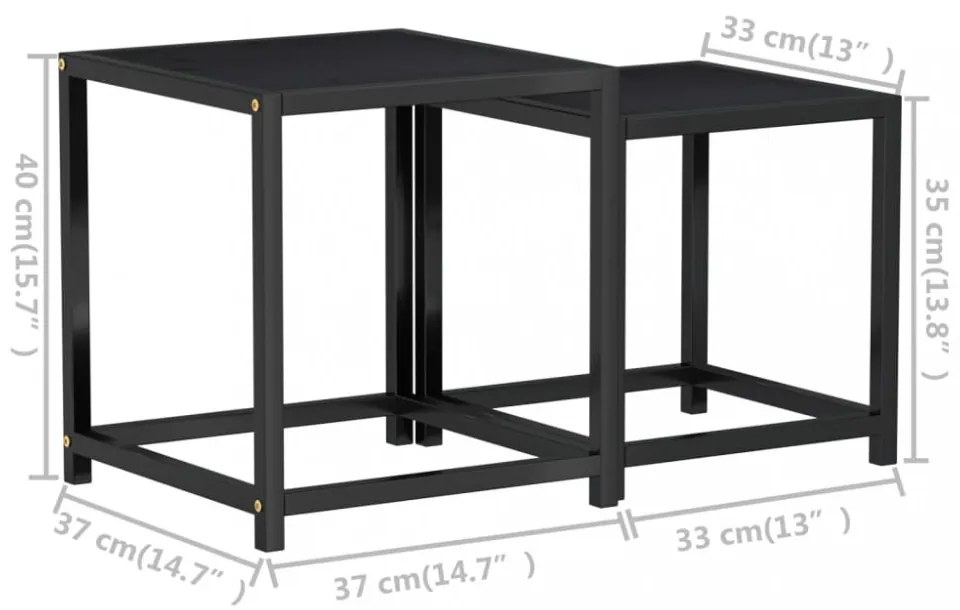 2 db fekete MDF dohányzóasztal