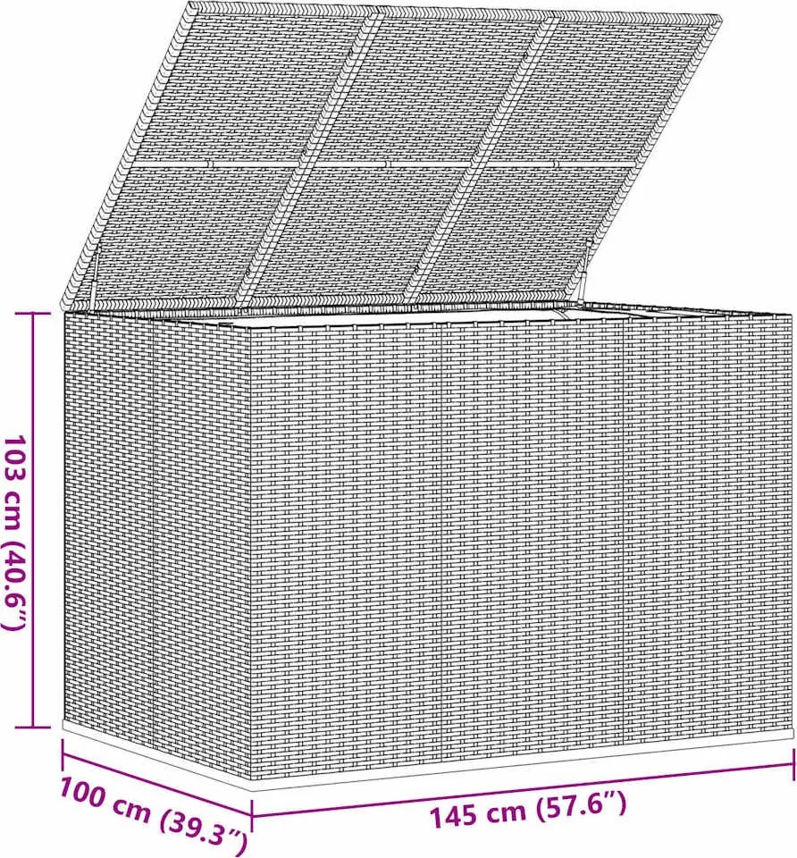 Fekete Polyrattan Kerti Párnatartó Doboz 145 X 100 X 103 Cm