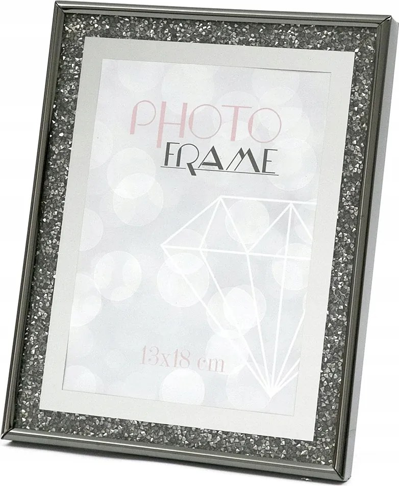 Grafit Tükörképkeret 13x18cm Kövekkel Szürke-ezüst