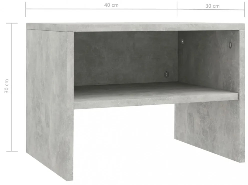 2 db betonszürke szerelt fa éjjeliszekrény 40 x 30 x 30 cm