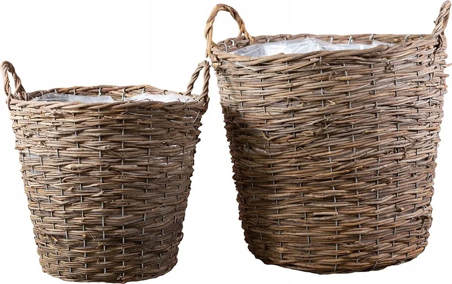 Virágcserép Fonott kosár Barna pálmafákhoz 2 db-os szett