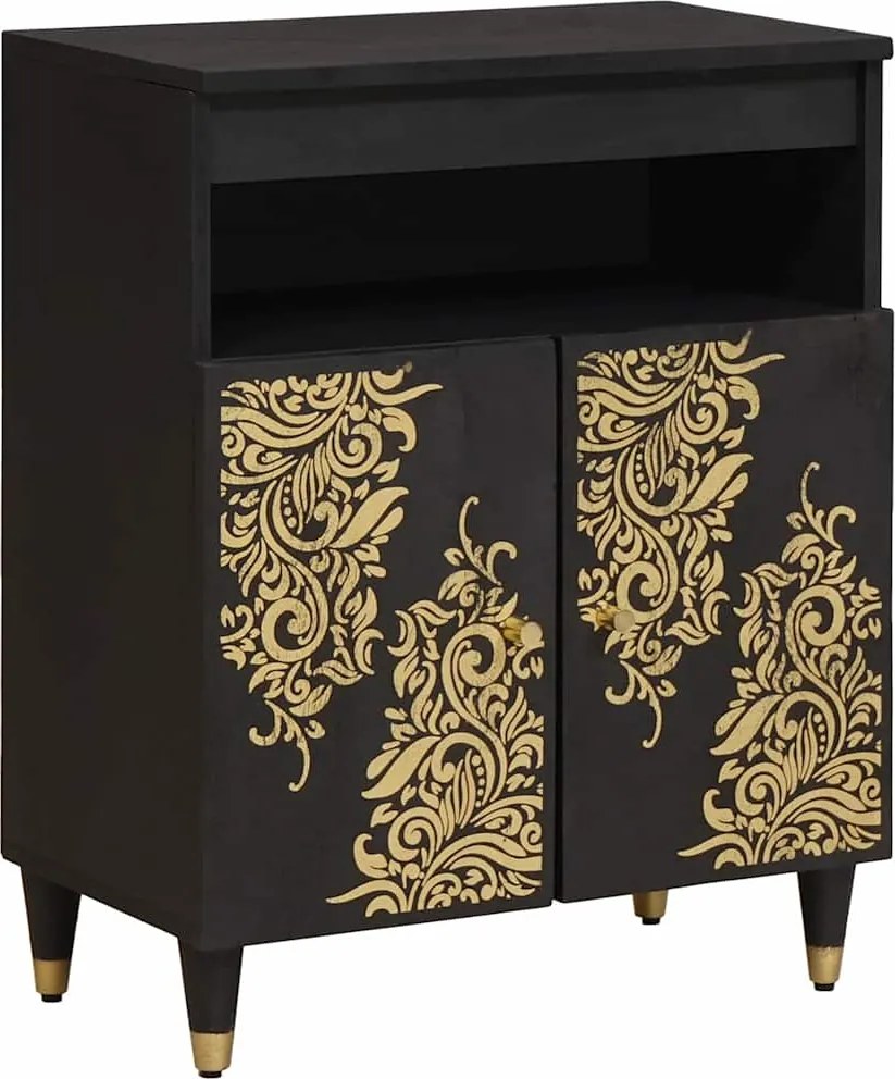 vidaXL Széf polcokkal tárolóval Fekete 60 x 33 x 75 cm Tömör Mangófát
