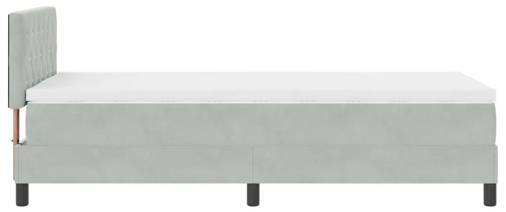 vidaXL LED Box Spring Ágy matracmal Világosszürke 90 x 200 cm Bársony