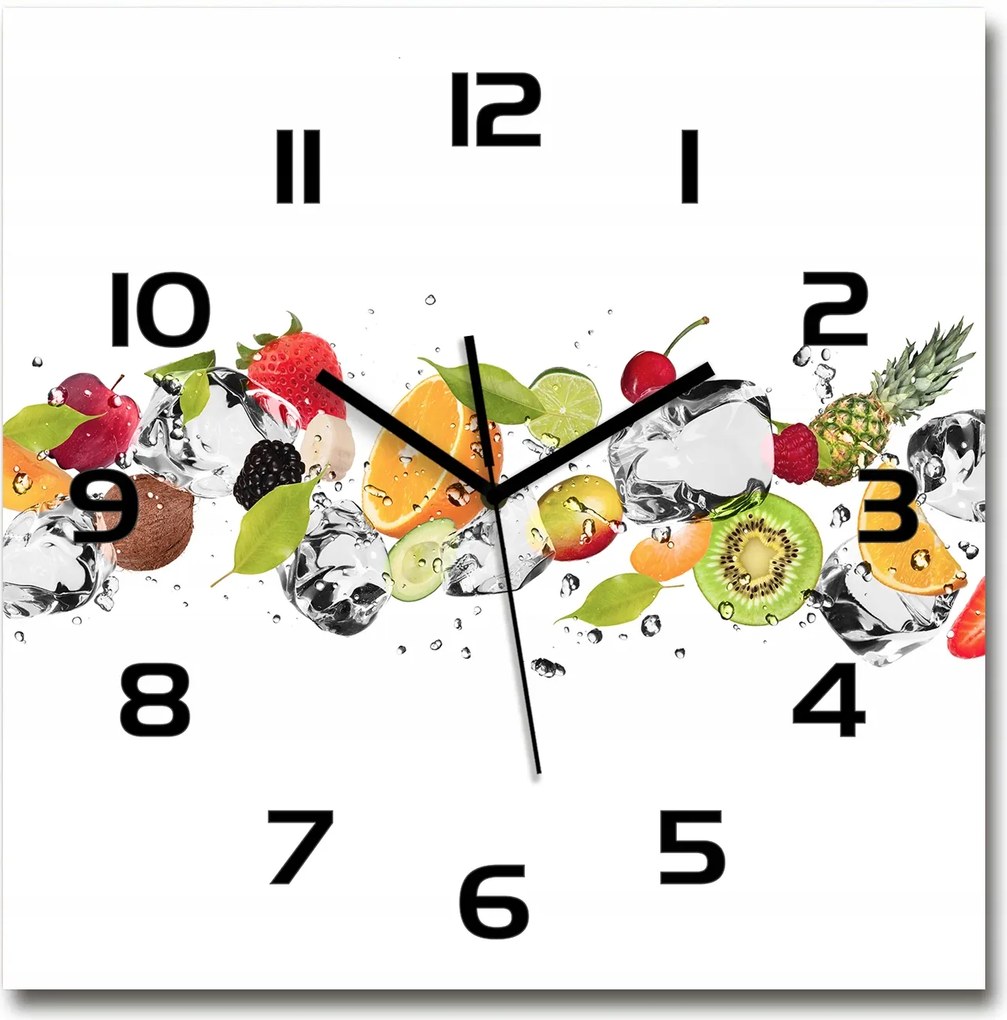 Nagyméretű edzett üveg falióra Gyümölcsök és víz 60x60