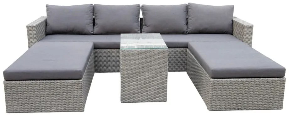 Szürke műrattan négyszemélyes kerti lounge szett Drammen - Bonami Selection