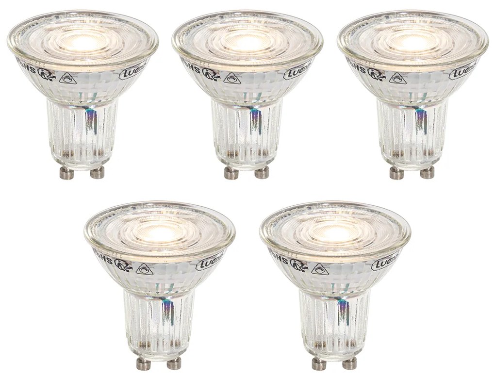 5 darabos GU10 50 mm-es, Kelvin szerint szabályozható LED izzókészlet, átlátszó, 4,9 W, 400 lm, 2200-3000 K