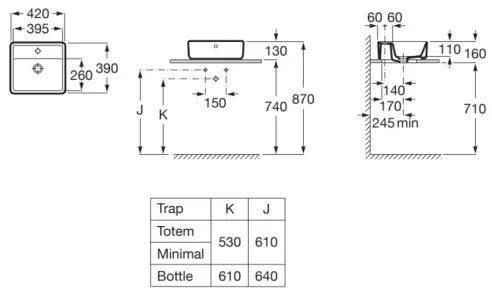 Roca A3270MM000 - GAP 42x39 cm ráépíthető mosdó, kerámia/fehér