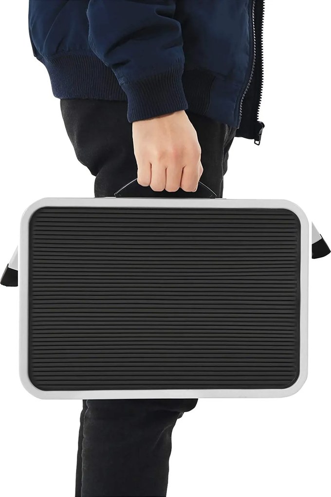 Fellépő zsámoly, összecsukható, acél, csúszásmentes, 150 kg-ig, fehér