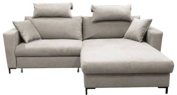 Kinyitható L alakú sarokkanapé tárolóval HORTA, jobbos kivitel, szürke