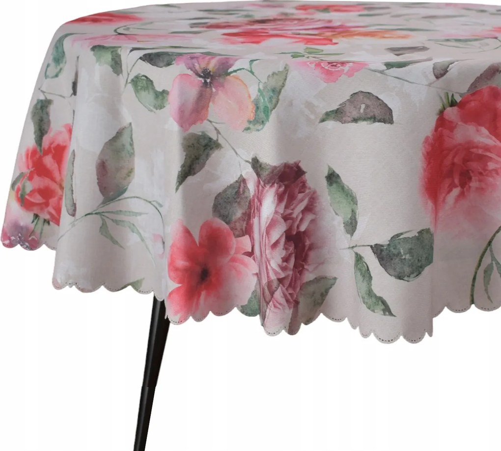 Abrosz Foltálló Ovális 110X160 Bézs Különböző Virágok Abrosz Ovális Asztalra